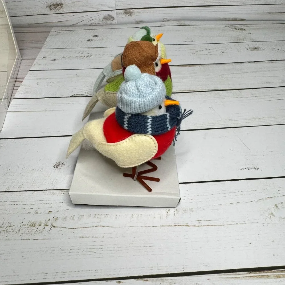 3pc‎ Featherly Friends Mini Fabric Christmas Bird Figurine Wondershop Natural
